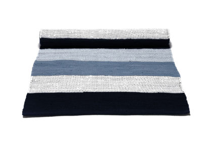 biało niebieski dywan bawełniany z recyklingu - Blue Stripes 0031