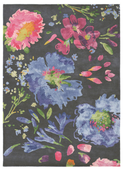 Niebiesko Różowy Dywan w Kwiaty - KIPPEN 18705