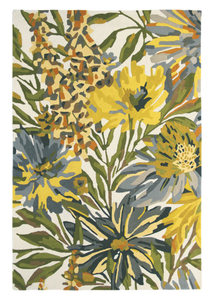 zielono żółty dywan w kwiaty Floreale Maize 44906