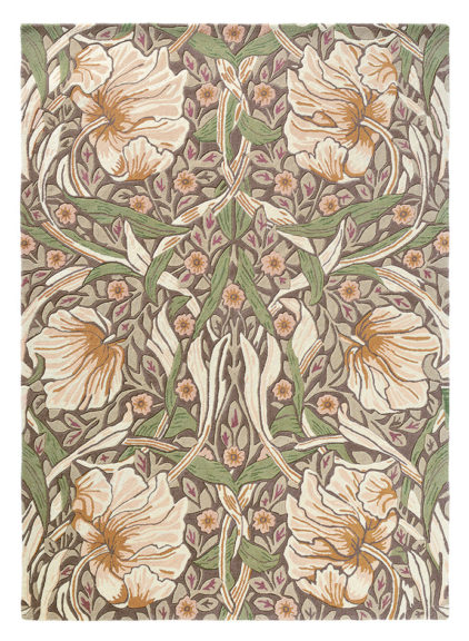 beżowo zielony dywan w kwiaty Pimpernel Aubergine 28805