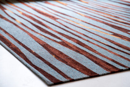 Nowoczesny brązowo szary dywan ze wzorem bambusa - BAMBOO 9165 - róg dywanu