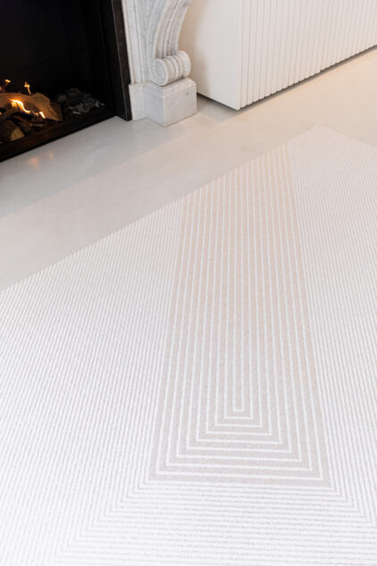 Nowoczesny biały dywan ze wzorem suchego japońskiego ogrodu - NIHON 9167 - wzór z bliska