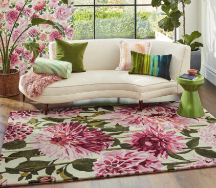 dywan w kwiaty, różowy dywan, dywan wełniany