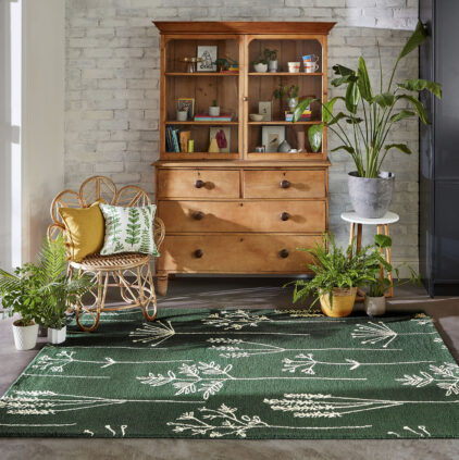 dywan zielony, dywan wełniany, dywan do salonu