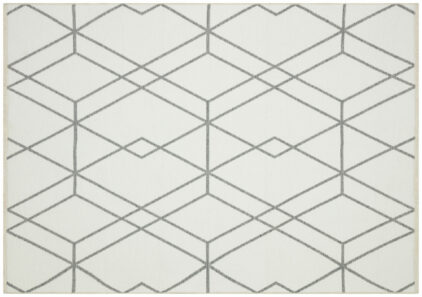 Biało Szary Dywan Geometryczny - BOUCLE WHITE DIAMOND 4125 - widok całego dywanu