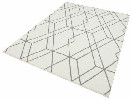 Biało Szary Dywan Geometryczny - BOUCLE WHITE DIAMOND 4125 - perspektywa