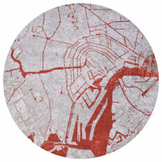 Okrągły szaro-czerwony nowoczesny dywan Louis De Poortere