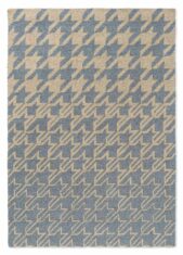 Niebiesko-beżowy dywan zewnętrzny w geometryczny wzór Ted Baker